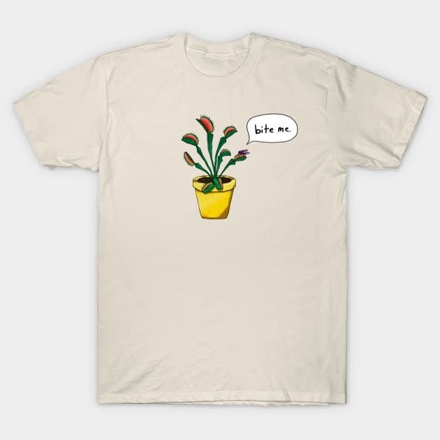 Bite Me Venus Flytrap - Yellow T-Shirt by ShiftyShrike